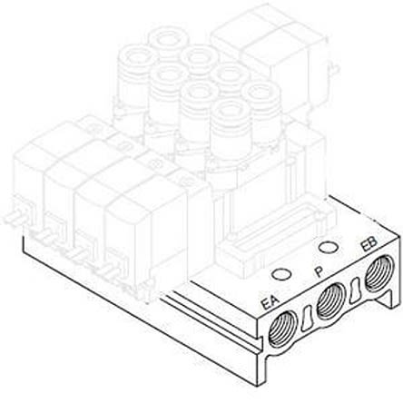 SMC Серия SY5000, 5-станционный G Манifold для использования с 5-портовым электромагнитным клапаном
